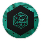 RPG Dice | Emerald Fantasy Tabletop Retro Gamer Keramikknauf (Vorderseite)