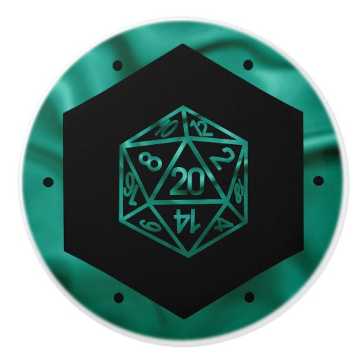 RPG Dice | Emerald Fantasy Tabletop Retro Gamer Keramikknauf (Vorderseite)