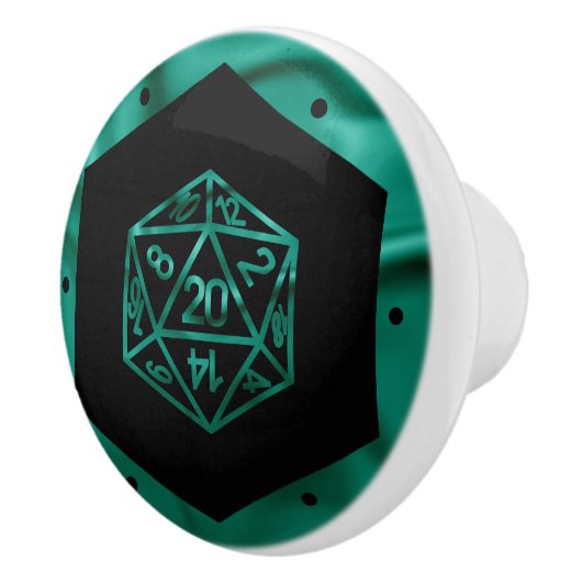 RPG Dice | Emerald Fantasy Tabletop Retro Gamer Keramikknauf (Rechts)