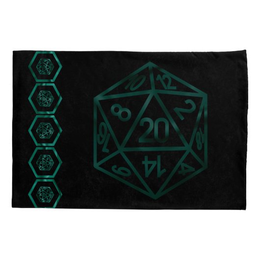 RPG Dice | Emerald Fantasy Tabletop Retro Gamer Kissenbezug (Rückseite-Links)