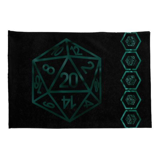 RPG Dice | Emerald Fantasy Tabletop Retro Gamer Kissenbezug (Rückseite-Rechts)