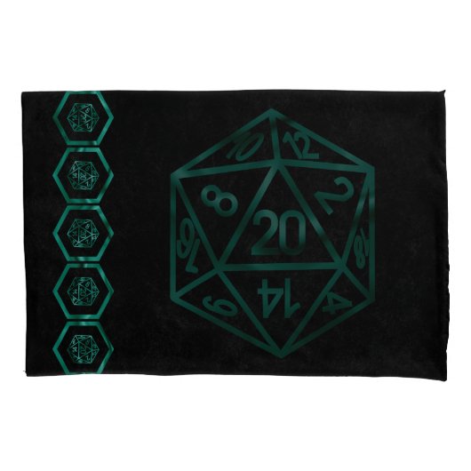 RPG Dice | Emerald Fantasy Tabletop Retro Gamer Kissenbezug (Vorderseite-Links)