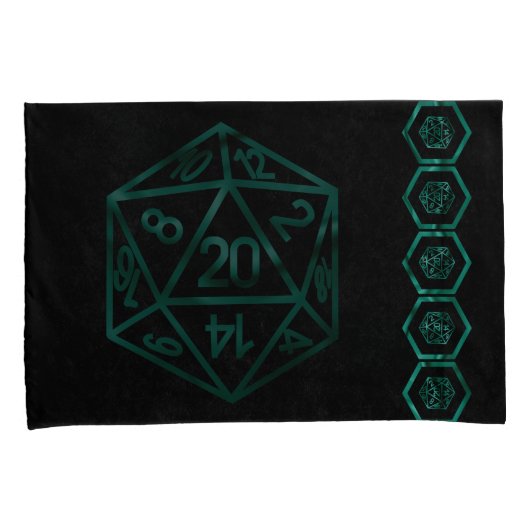 RPG Dice | Emerald Fantasy Tabletop Retro Gamer Kissenbezug (Vorderseite-Rechts)