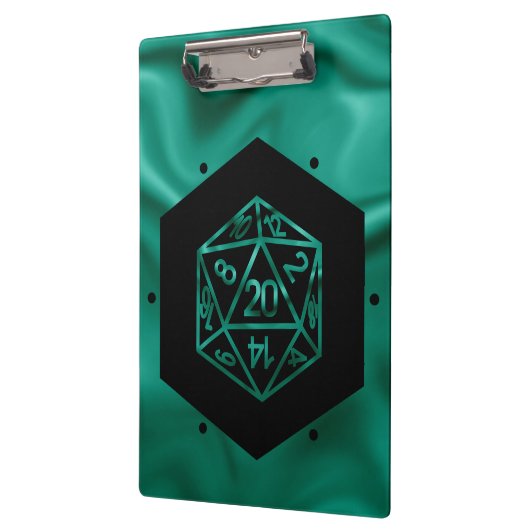 RPG Dice | Emerald Fantasy Tabletop Retro Gamer Klemmbrett (Links)