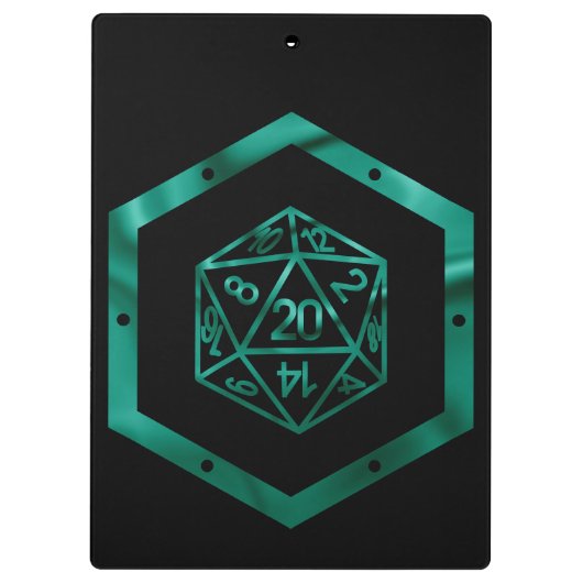RPG Dice | Emerald Fantasy Tabletop Retro Gamer Klemmbrett (Rückseite)