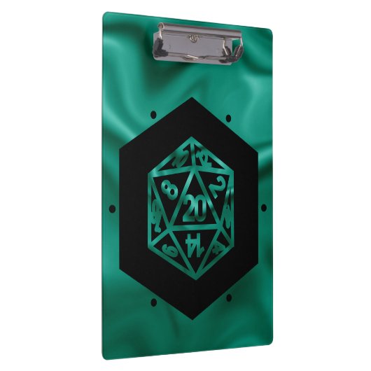 RPG Dice | Emerald Fantasy Tabletop Retro Gamer Klemmbrett (Rechts)
