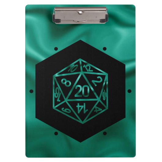 RPG Dice | Emerald Fantasy Tabletop Retro Gamer Klemmbrett (Vorderseite)