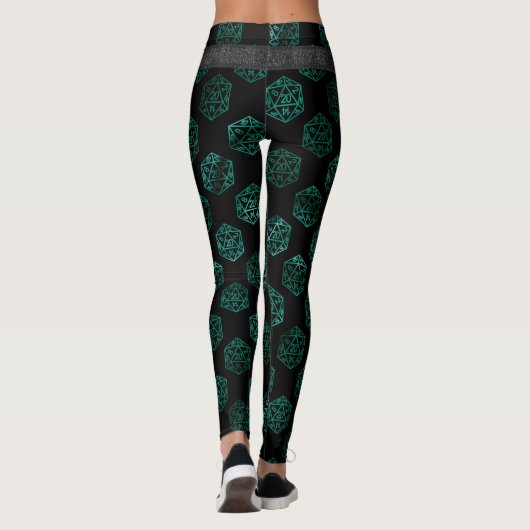 RPG Dice | Emerald Fantasy Tabletop Retro Gamer Leggings (Rückseite)
