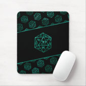 RPG Dice | Emerald Fantasy Tabletop Retro Gamer Mousepad (Mit Mouse)