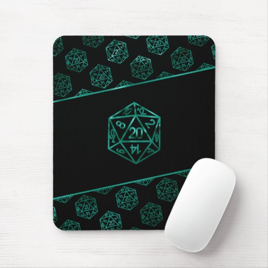 RPG Dice | Emerald Fantasy Tabletop Retro Gamer Mousepad (Mit Mouse)