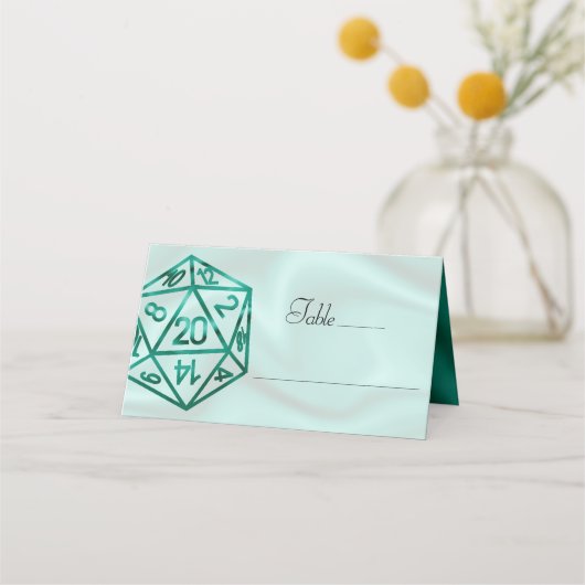 RPG Dice | Emerald Fantasy Tabletop Retro Gamer Platzkarte (Vorderseite)