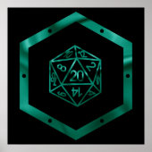 RPG Dice | Emerald Fantasy Tabletop Retro Gamer Poster (Vorne)