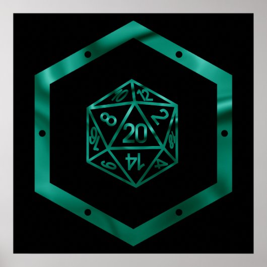 RPG Dice | Emerald Fantasy Tabletop Retro Gamer Poster (Vorne)