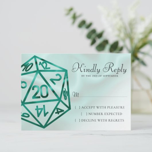 RPG Dice | Emerald Fantasy Tabletop Retro Gamer RSVP Karte (Stehend Vorderseite)