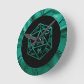 RPG Dice | Emerald Fantasy Tabletop Retro Gamer Runde Wanduhr (Winkel)