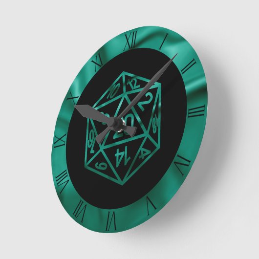 RPG Dice | Emerald Fantasy Tabletop Retro Gamer Runde Wanduhr (Winkel)