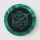 RPG Dice | Emerald Fantasy Tabletop Retro Gamer Runde Wanduhr (Vorderseite)