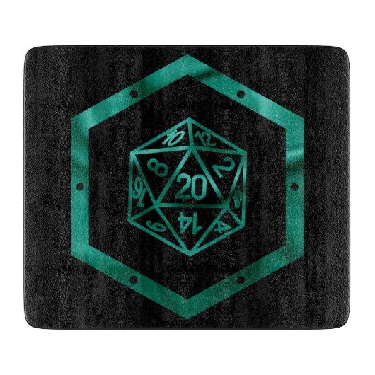 RPG Dice | Emerald Fantasy Tabletop Retro Gamer Schneidebrett (Vorderseite)