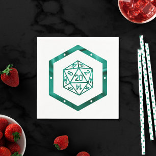 RPG Dice Emerald Fantasy Tabletop Retro Gamer Serviette