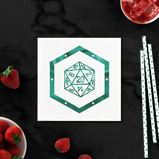 RPG Dice | Emerald Fantasy Tabletop Retro Gamer Serviette