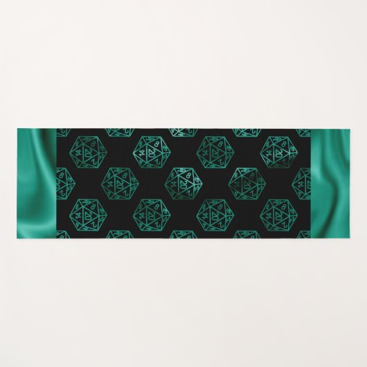 RPG Dice | Emerald Fantasy Tabletop Retro Gamer Yogamatte (Vorderseite (Horizontal))