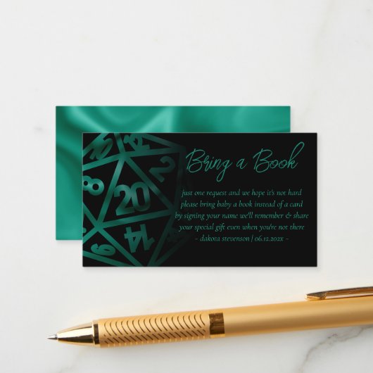 RPG Dice | Emerald Tabletop Gamer Buchanfrage Begleitkarte (Vorderseite/Rückseite Beispiel)