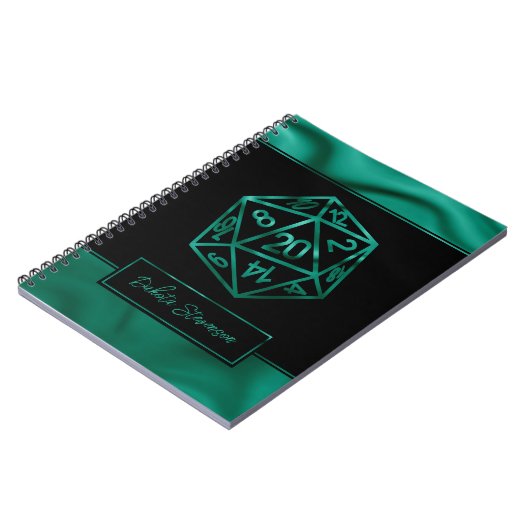 RPG Dice | Emerald Tabletop PnP Gamer-Charakter Notizblock (Linke Seite)