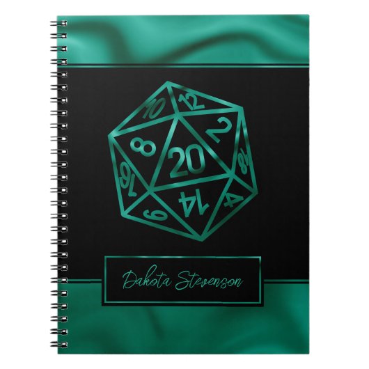 RPG Dice | Emerald Tabletop PnP Gamer-Charakter Notizblock (Vorderseite)