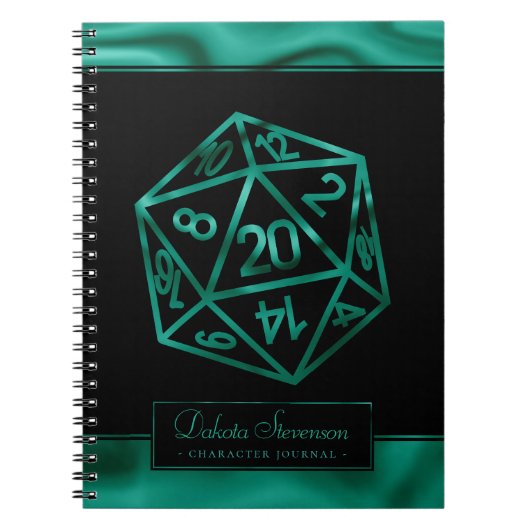 RPG Dice | Emerald Tabletop PnP Gamer-Charakter Notizblock (Vorderseite)