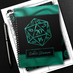 RPG Dice   Emerald Tabletop PnP Gamer-Charakter Notizblock