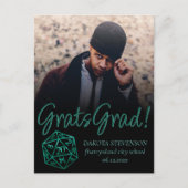 RPG Dice | Emerald Tabletop Retro Gamer Abschluss Ankündigungspostkarte (Vorderseite)