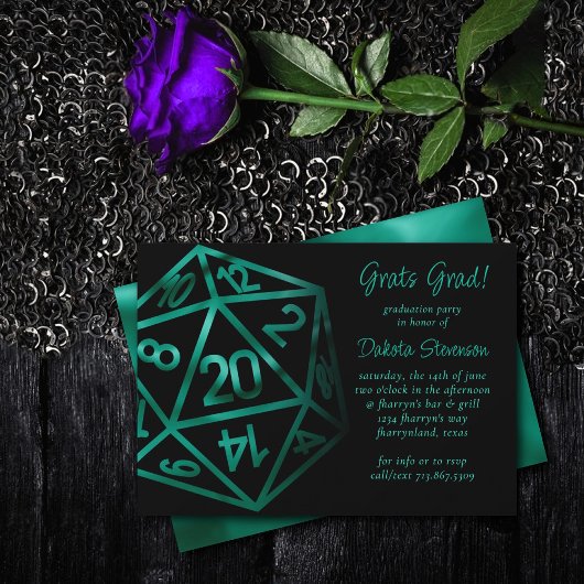 RPG Dice | Emerald Tabletop Retro Gamer Abschluss Einladung