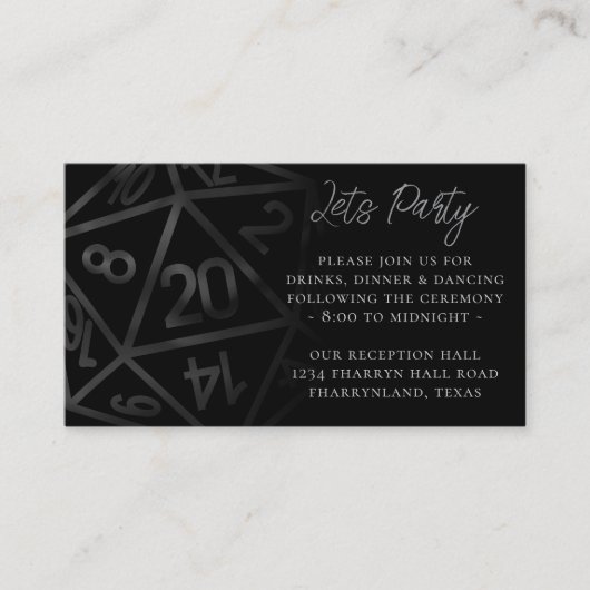 RPG Dice | Fantasy Retro Tabletop Gamer Empfang Begleitkarte (Vorderseite)