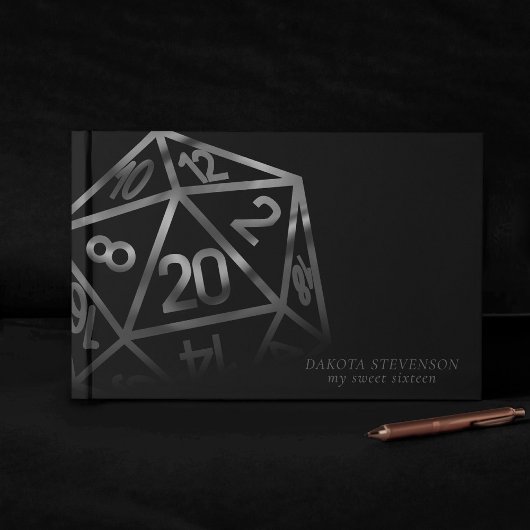 RPG Dice | Fantasy Retro Tabletop PnP Gamer Custom Gästebuch