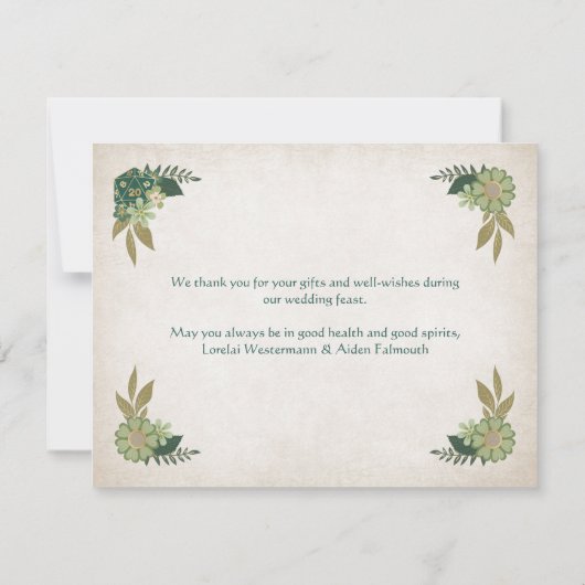 RPG Dice Gamer Wedding Dankeskarte (Rückseite)