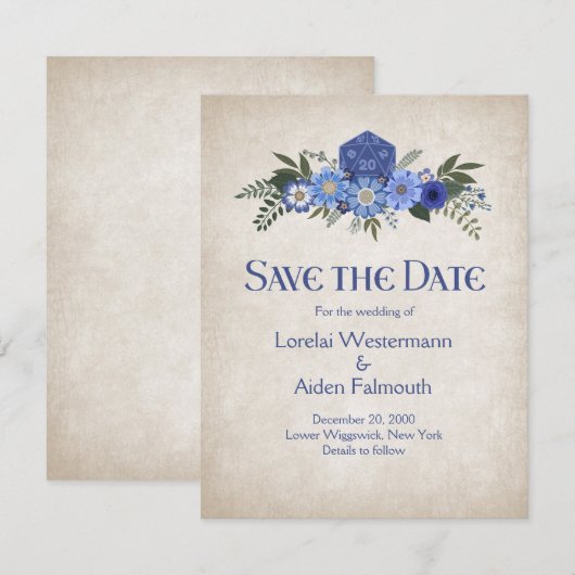 RPG Dice Gamer Wedding Save The Date (Vorne/Hinten)