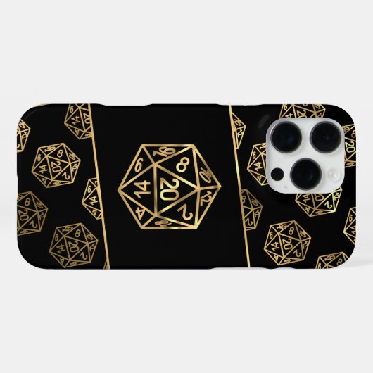 RPG Dice | Gold Fantasy Old School Tabletop Gamer iPhone Hülle (Rückseite (Horizontal))