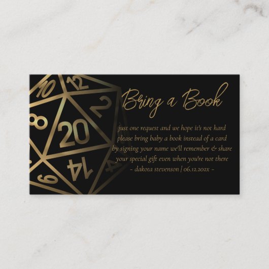 RPG Dice | Gold Fantasy PnP Tabletop Buchanfrage Begleitkarte (Vorderseite)