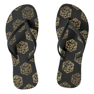 RPG Dice   Gold Fantasy Retro Tabletop PnP Gamer Badesandalen