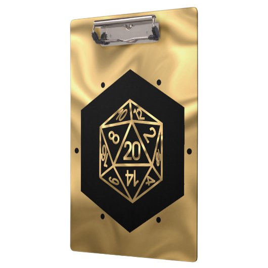 RPG Dice | Gold Fantasy Retro Tabletop PnP Gamer Klemmbrett (Links)