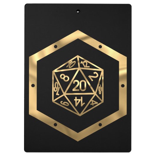 RPG Dice | Gold Fantasy Retro Tabletop PnP Gamer Klemmbrett (Rückseite)