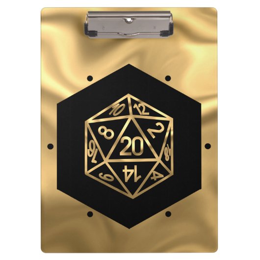 RPG Dice | Gold Fantasy Retro Tabletop PnP Gamer Klemmbrett (Vorderseite)