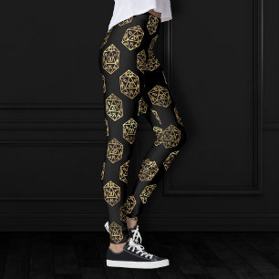 RPG Dice   Gold Fantasy Retro Tabletop PnP Gamer Leggings