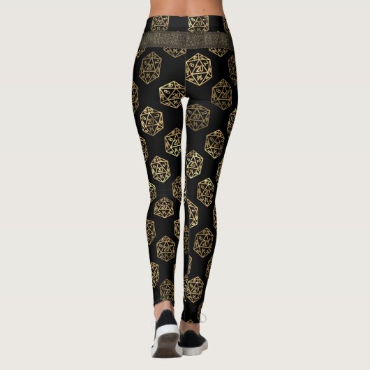 RPG Dice | Gold Fantasy Retro Tabletop PnP Gamer Leggings (Rückseite)