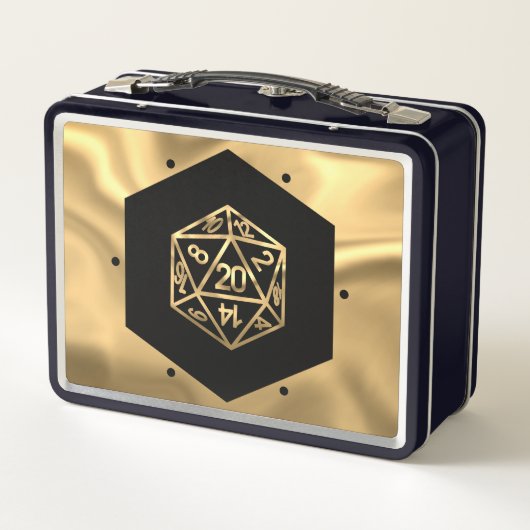 RPG Dice | Gold Fantasy Retro Tabletop PnP Gamer Metall Brotdose (Rückseite)