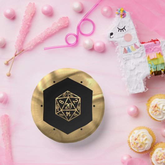 RPG Dice | Gold Fantasy Retro Tabletop PnP Gamer Pappteller (Party)