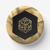 RPG Dice | Gold Fantasy Retro Tabletop PnP Gamer Pappteller (Vorderseite)