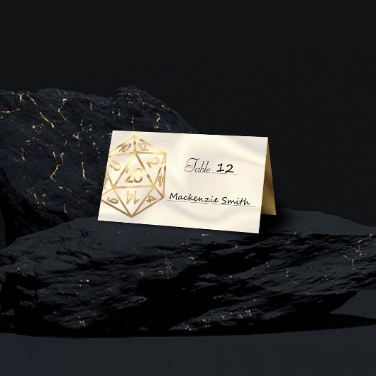 RPG Dice | Gold Fantasy Retro Tabletop PnP Gamer Platzkarte