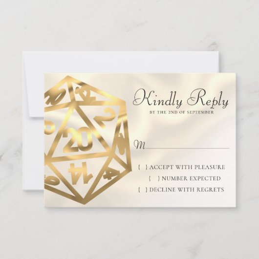 RPG Dice | Gold Fantasy Retro Tabletop PnP Gamer RSVP Karte (Vorderseite)