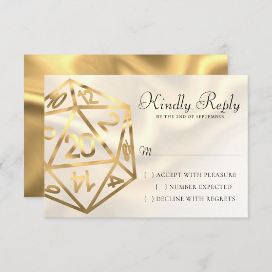 RPG Dice | Gold Fantasy Retro Tabletop PnP Gamer RSVP Karte (Vorne/Hinten)